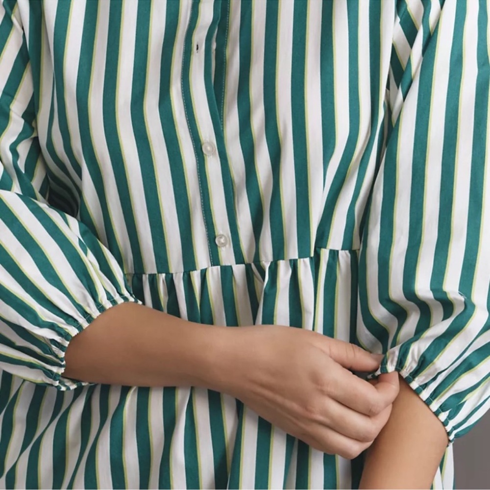 Anthropologie💚 Maeve Bettina Tiered Shirt Dress, S, NWT - Picture 2 of 16